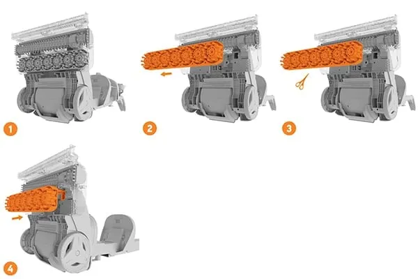 Graphic showing how to remove and clean the Vax Platinum Power Max's brushes